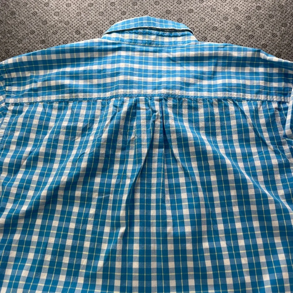 Tommy Bahama Mens Blue Gingham Pima Cotton Long Sleeve Button Down Shirt Large